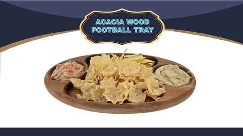 NEW! FINISHED ACACIA WOOD FOOTBALL TRAY