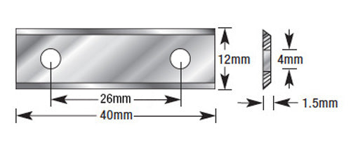 ICK-40  10 PACK Solid Carbide 2 Cutting Edges Insert Knife General Purpose Wood, Chipboard, Plywood 40mm x 12mm x 1.5mm, 35° Bevel, 2 Edges